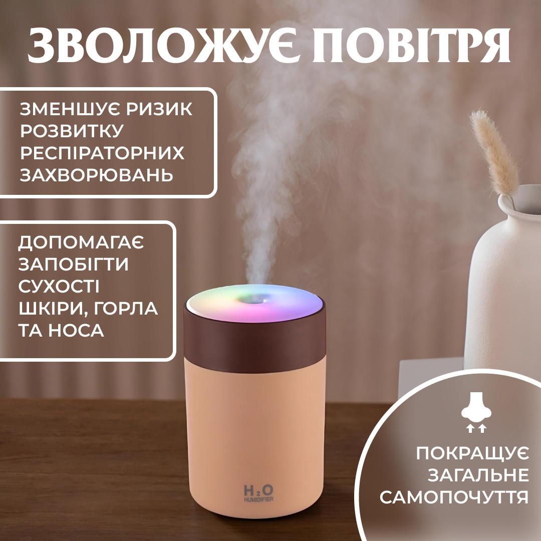 Зволожувач повітря USB Colorful Humidifier 300ml Коричновий_HPBH17199BR_Milantium_5