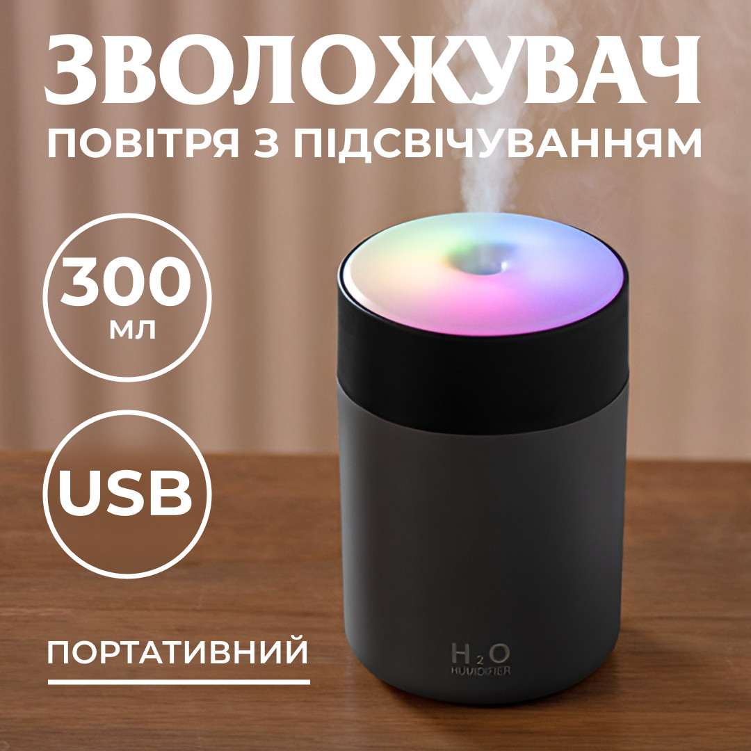 Зволожувач повітря USB Colorful Humidifier 300ml Сірий_HPBH17199G_Milantium_1