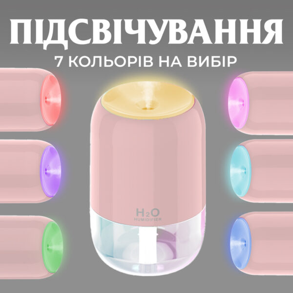 Зволожувач повітря аромадифузор 200 мл Рожевий_HPBH16991P_Milantium_7
