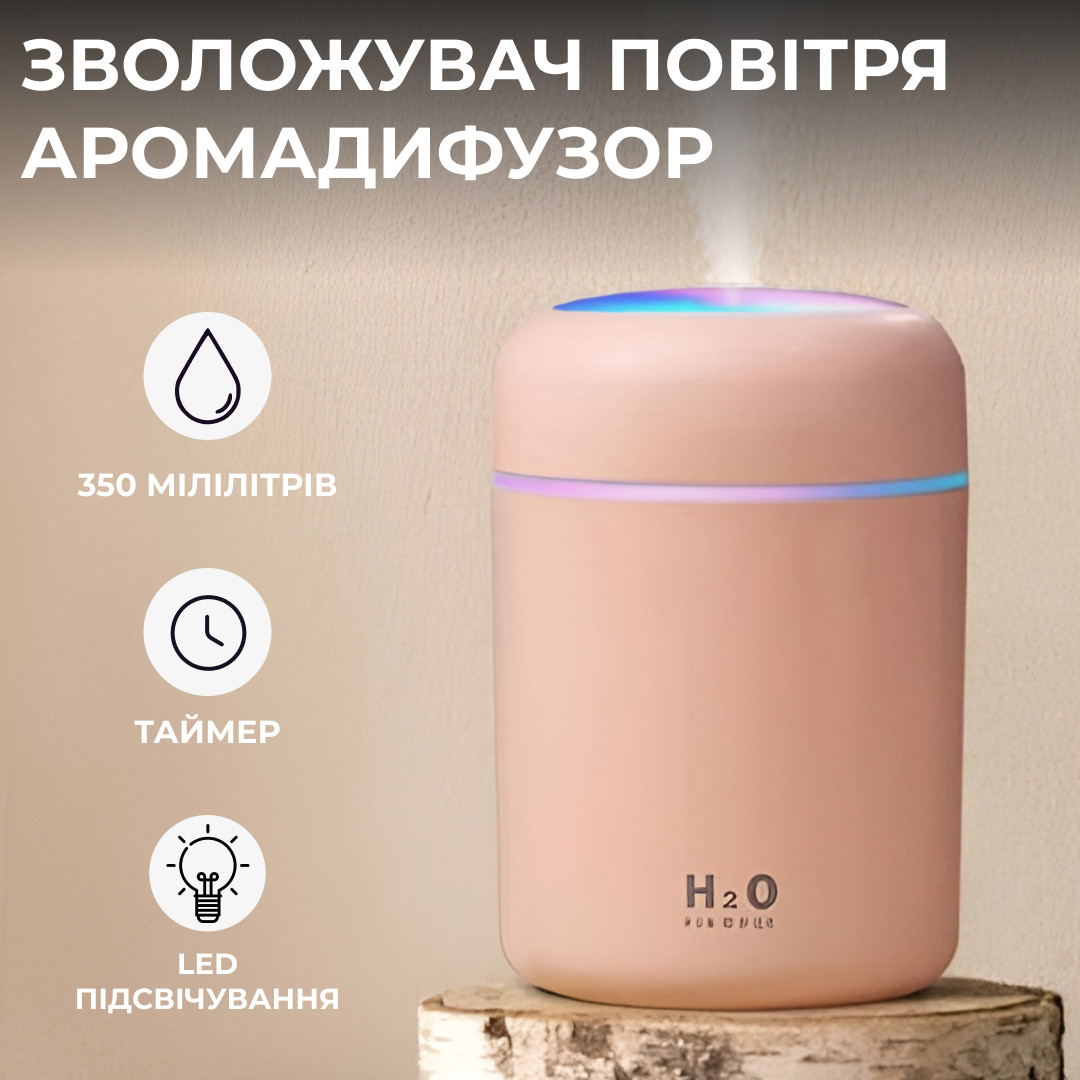 Зволожувач повітря аромадифузор 300 мл рожевий_HPBH15566P_Milantium_1