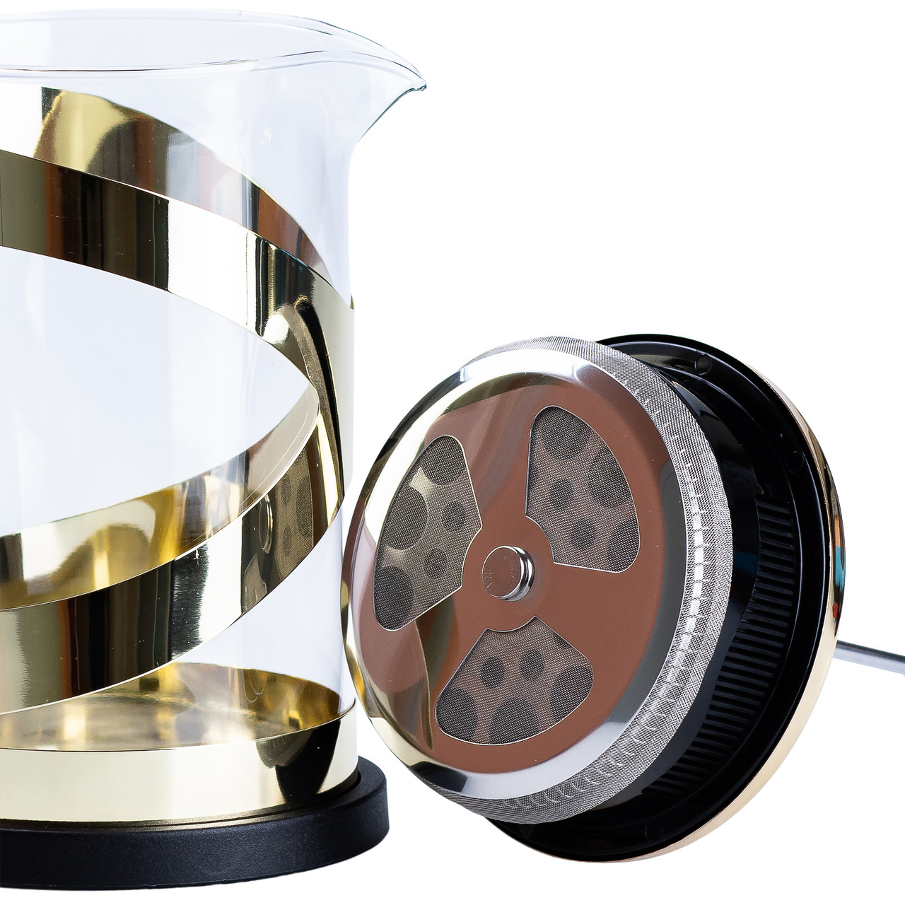 Чайник прозрачный заварочный с прессом. 800 мл Золотий HP33540PGL_HP33540PGL_Milantium_3