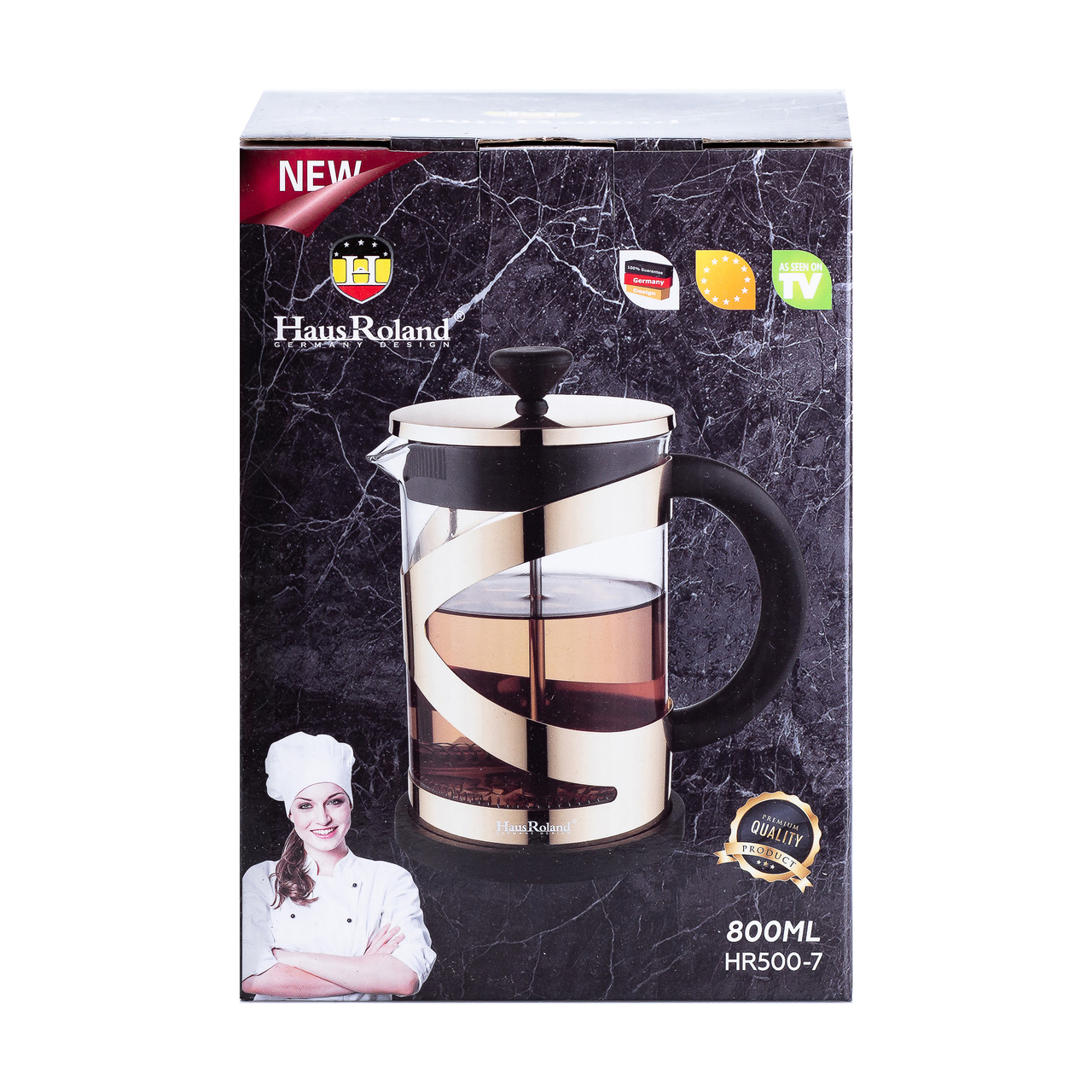 Чайник прозрачный заварочный с прессом. 800 мл Золотий HP33540PGL_HP33540PGL_Milantium_5