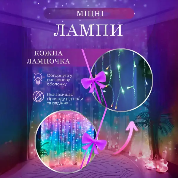 Гірлянда штора 2х2 м 240 LED світлодіодна мідний провід 8 ниток ZWM2240LEDML_ZWM2240LEDML_Milantium_4