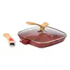 Алюмінієва сковорода-гриль 24 см зі скляною кришкою Square Red MGC HP-4-461R_HP-4-461R_Milantium_6