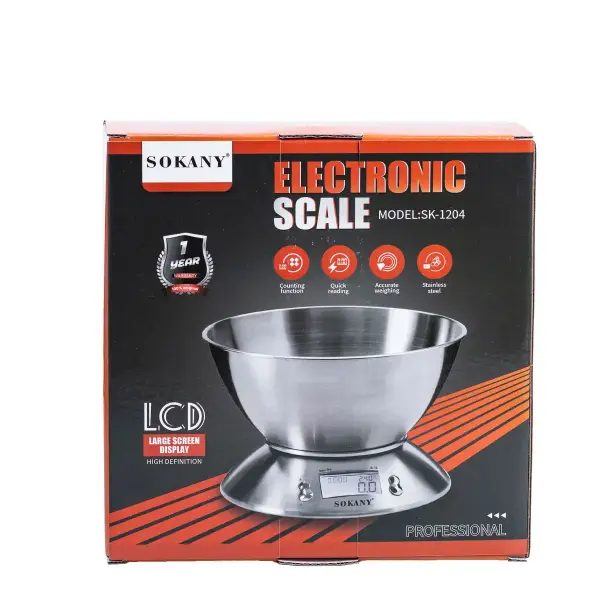 Ваги кухонні Sokany SK1204 електронні 5 кг з чашею SK1204_SK1204_Milantium_5