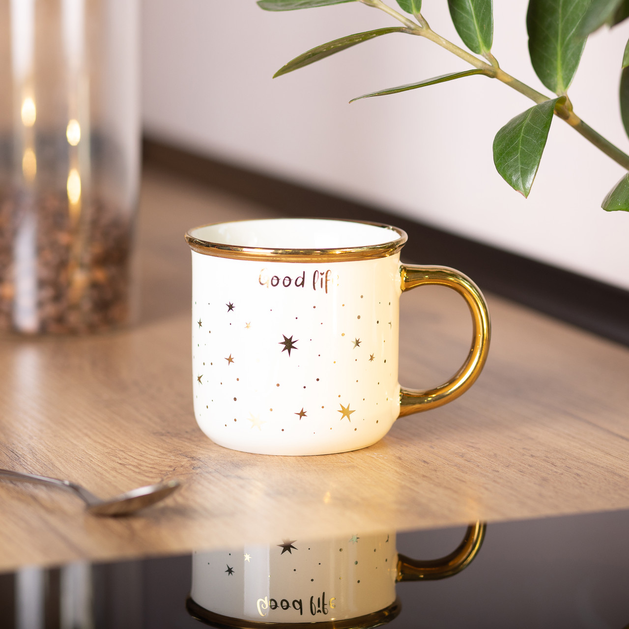 Чашка порцелянова із золотим обідком та позолоченою ручкою 320 (мл) Good life Біла RX-N231506W_RX-N231506W_Milantium_4