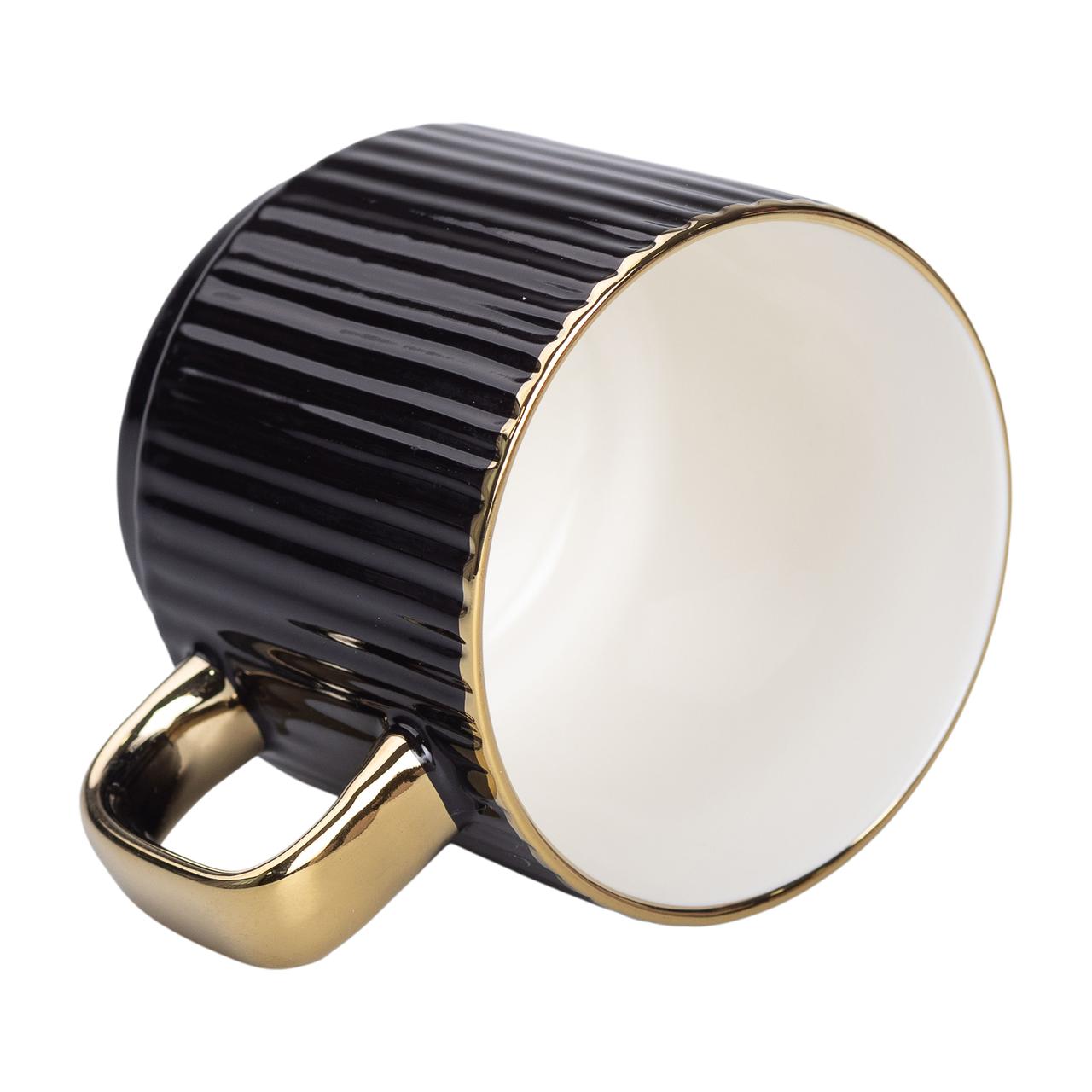 Чашка порцелянова із золотим обідком та золотою ручкою 300 (мл) Чорна RX-N231129B_RX-N231129B_Milantium_3