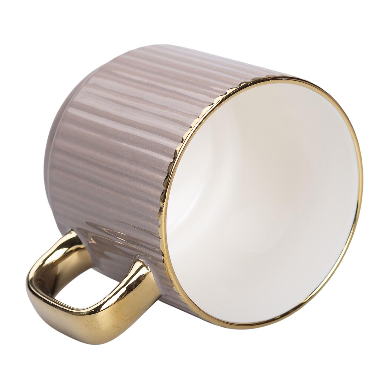 Чашка керамическая с золотым ободком и золотой ручкой 300 (мл) Кремовая_RX-N231129CR_Milantium_3