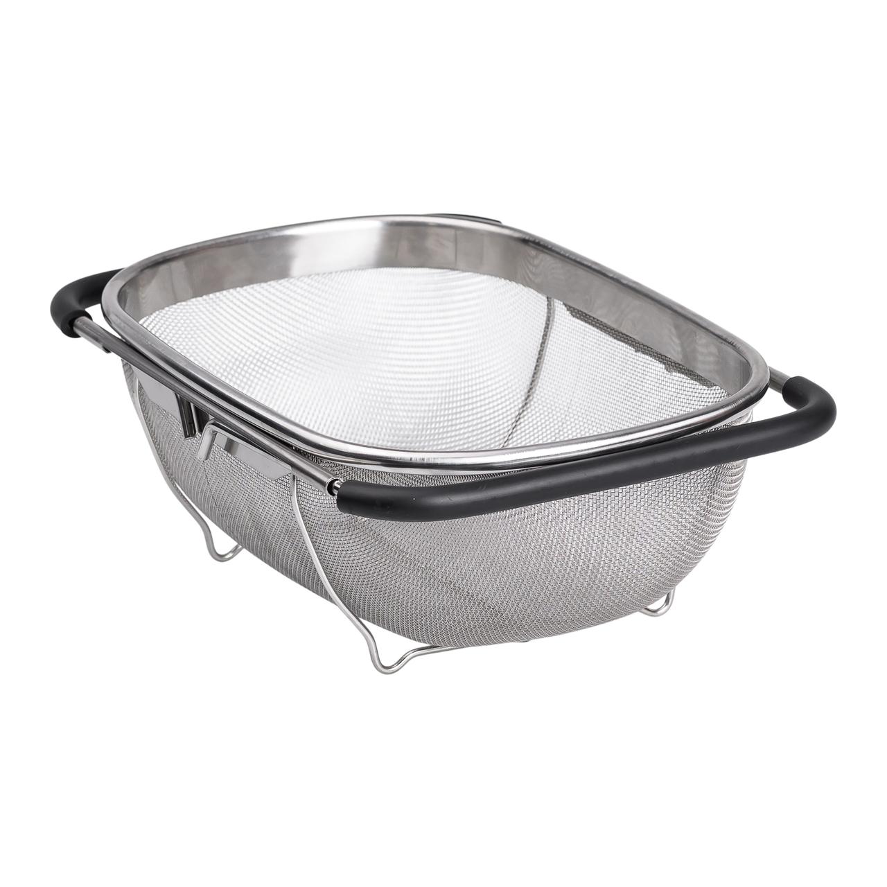 Дуршлаг сито на раковину для мытья овощей и фруктов 29х19х10 см из нержавеющей стали_HP-19-18-S_Milantium_2