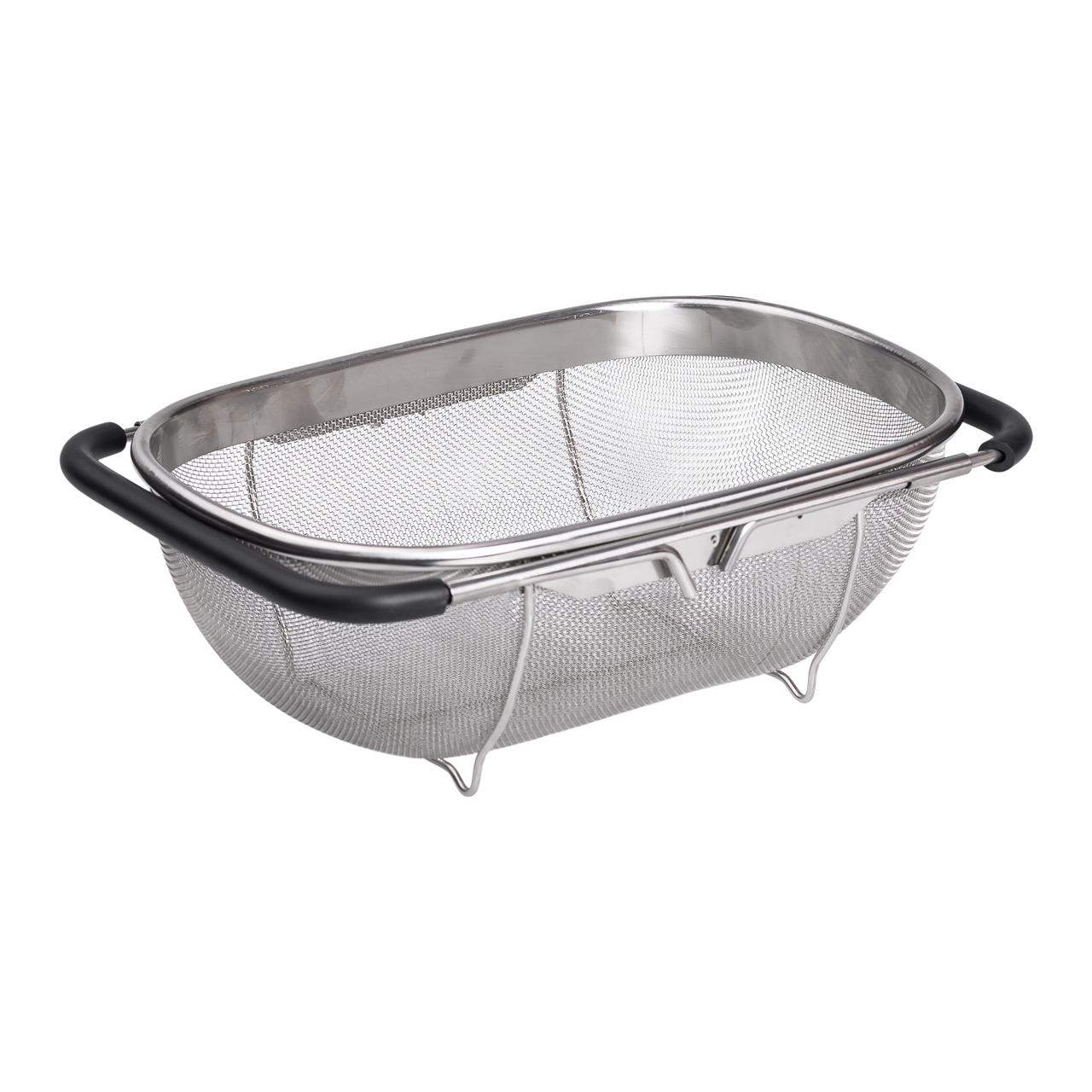 Дуршлаг сито на раковину для мытья овощей и фруктов 29х19х10 см из нержавеющей стали_HP-19-18-S_Milantium_3