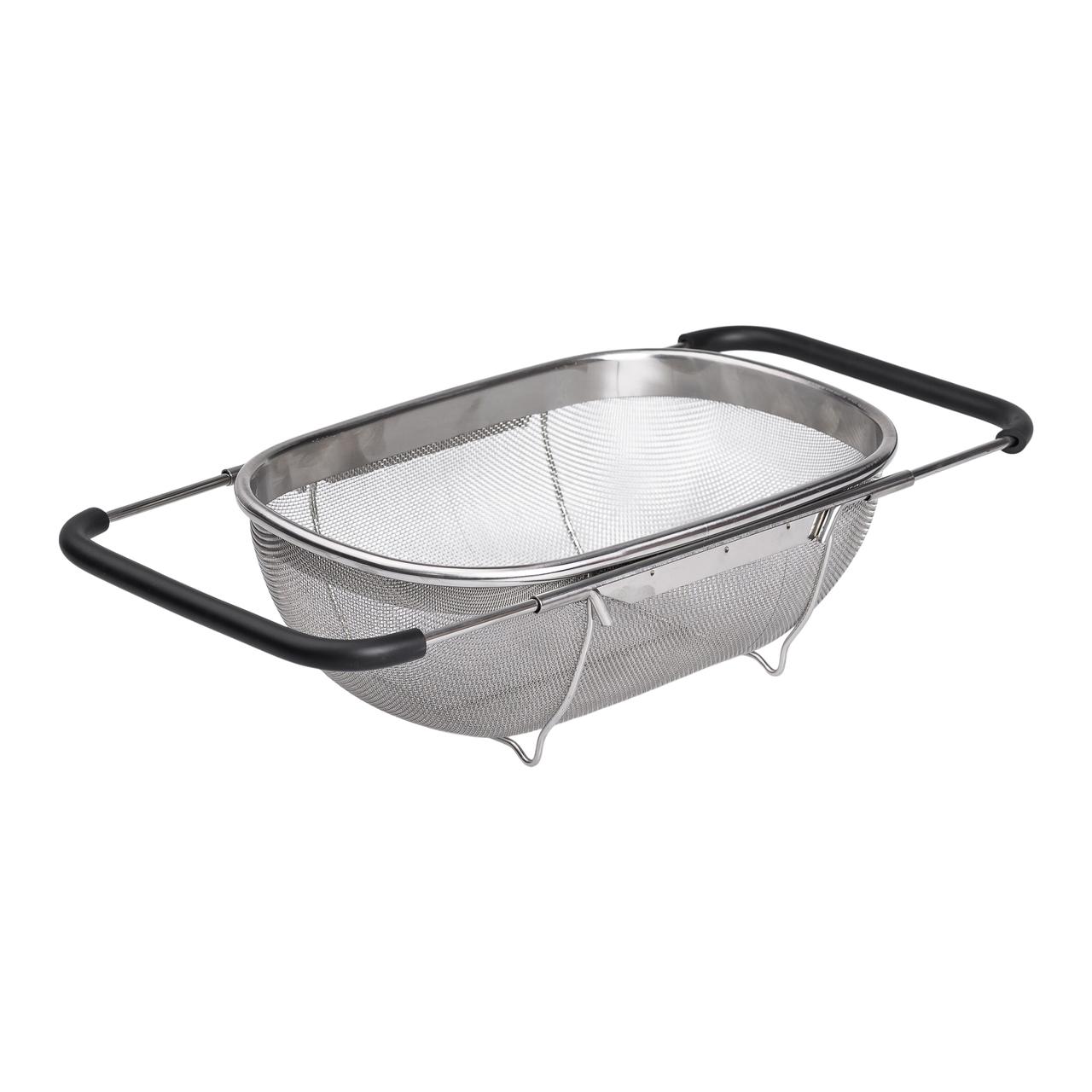 Дуршлаг сито на раковину для мытья овощей и фруктов 29х19х10 см из нержавеющей стали_HP-19-18-S_Milantium_4