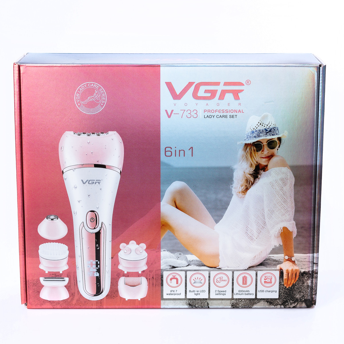 Бездротовий епілятор для обличчя та тіла для жінок 6 в 1 домашній триммер для волосся USB VGR HP-V-733-P_HP-V-733-P_Milantium_7