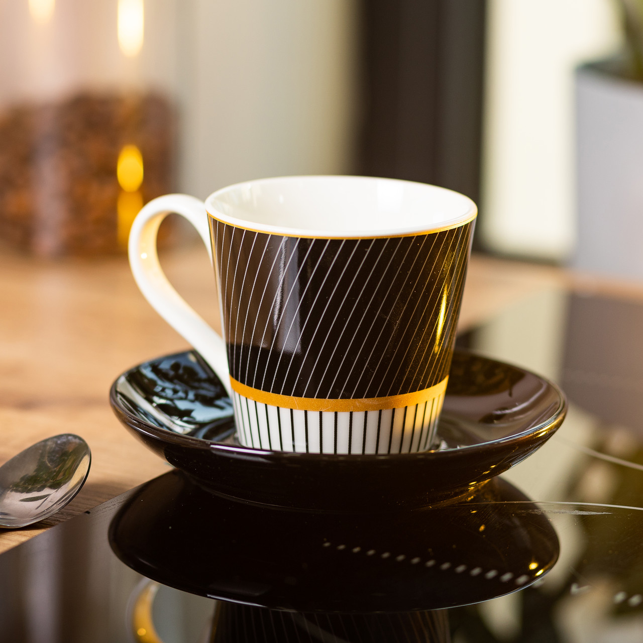 фарфорова чашка з чорним блюдцем 200 мл RX-N24708BW_RX-N24708BW_Milantium_3