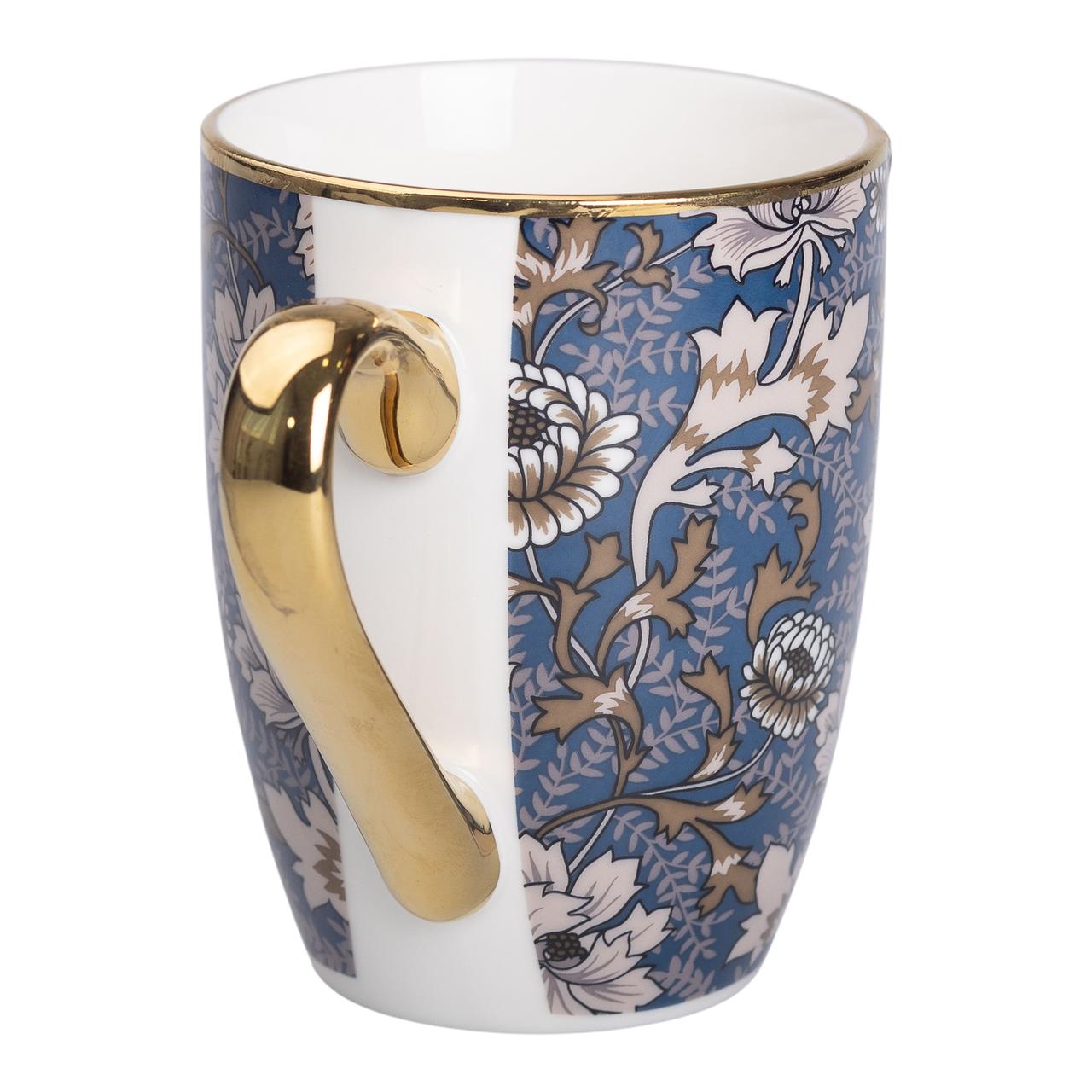 Керамическая чашка 400 (мл) с золотым ободком и золотой ручкой для чая и кофе Lugi_RX-N240665BLW_Milantium_2