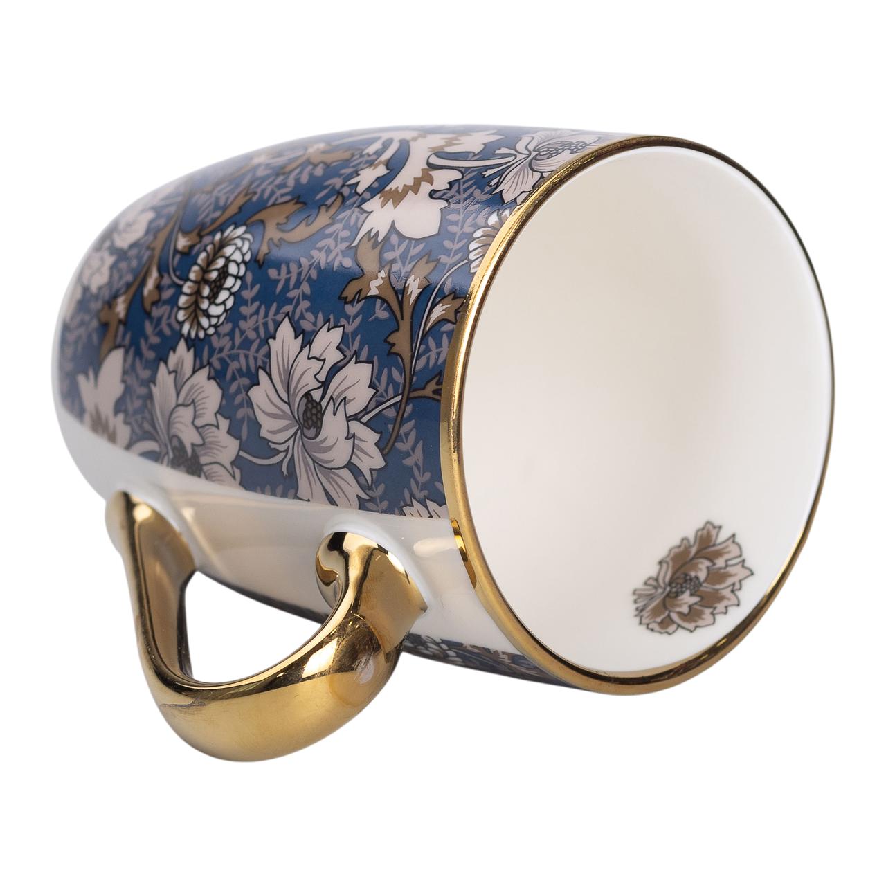 Керамическая чашка 400 (мл) с золотым ободком и золотой ручкой для чая и кофе Lugi_RX-N240665BLW_Milantium_3