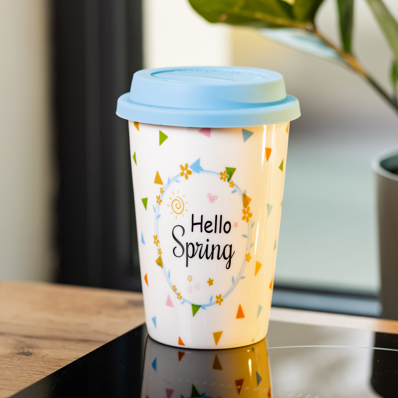 Керамический стакан с силиконовой крышкой и отверстием для трубочки 420 (мл) чашка с принтом и надписью Lugi_RX-N240546HS_Milantium_3