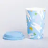 Керамічна склянка з силіконовою кришкою та отвором для трубочки 420 (мл) кружка без ручки_RX-N240546BL_Milantium_3