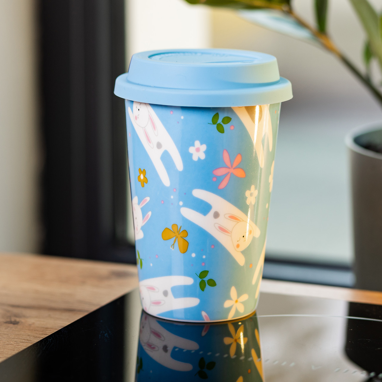 порцелянаовий стакан із силіконовою кришкою та отвором для трубочки 420 мл Блакитний RX-N240546BL_RX-N240546BL_Milantium_4