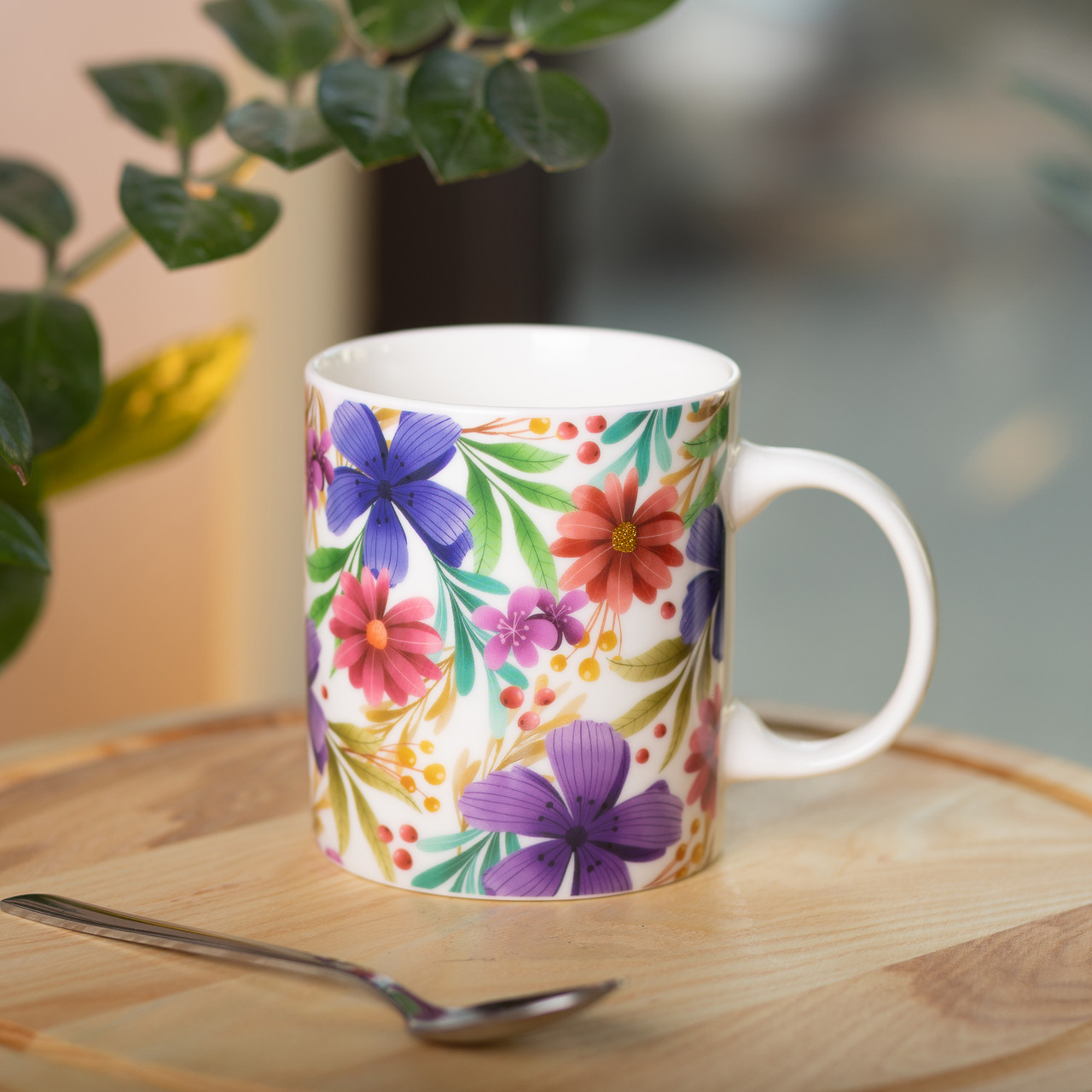 Кружка керамическая с принтом 400 (мл) чашка с цветами для чая и кофе Lugi_RX-N240472V_Milantium_3