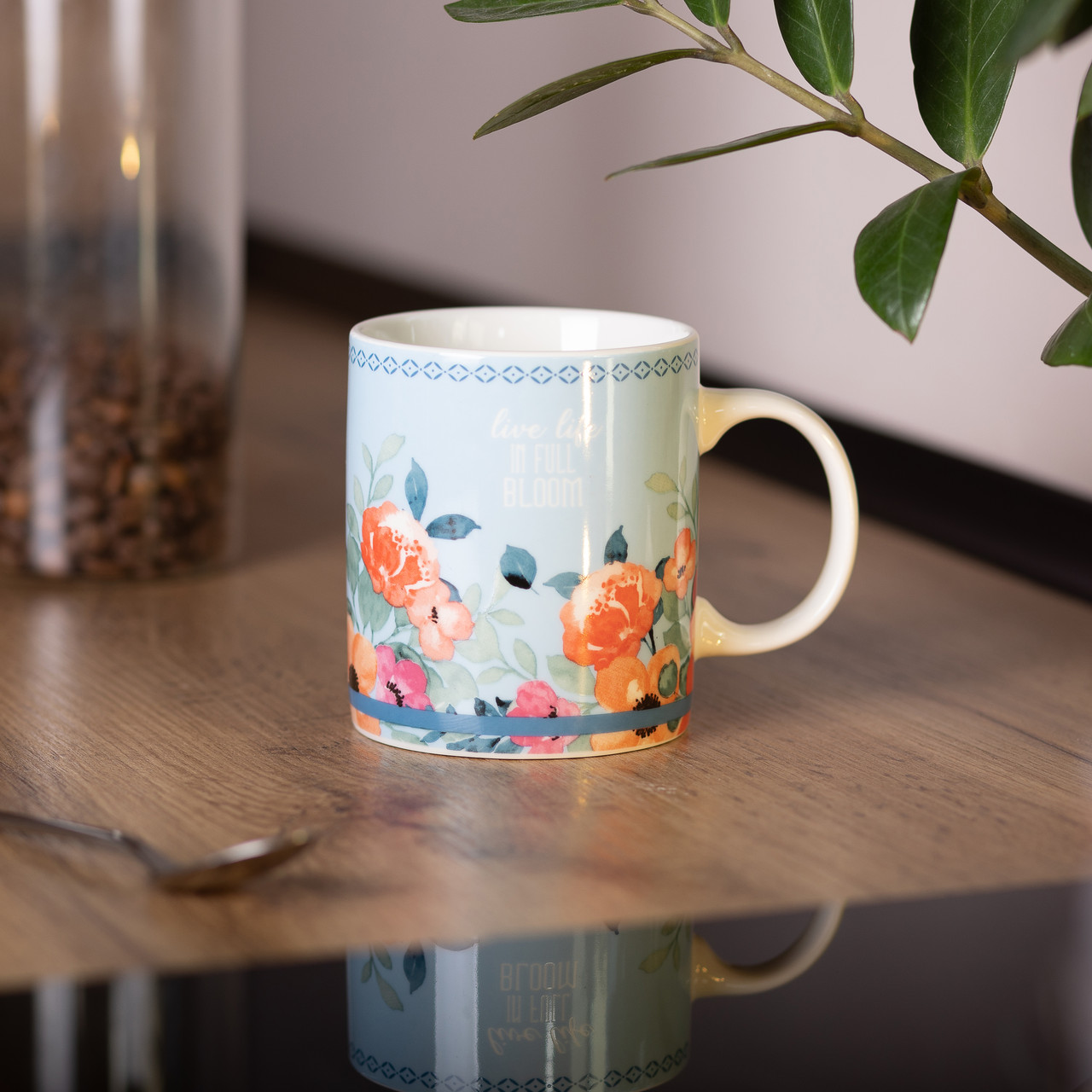 Чашка керамическая с цветочным принтом 400 (мл) Голубая Lugi_RX-N240139BL_Milantium_4