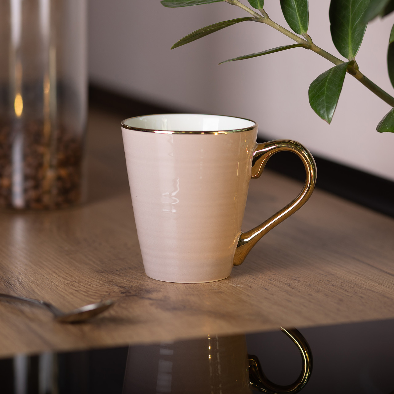 Чашка керамическая с золотым ободком и золотой ручкой 320 (мл) Кремовая Lugi_RX-N240624CR_Milantium_4