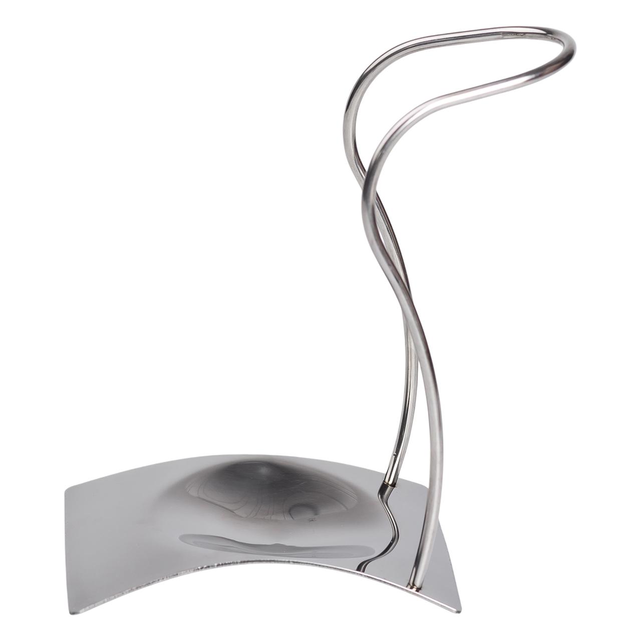 Подставка под половник лопаточку или ложку 12×10.5×17 см из нержавеющей стали Серебро Lugi_HP-19-15-Y_Milantium_2