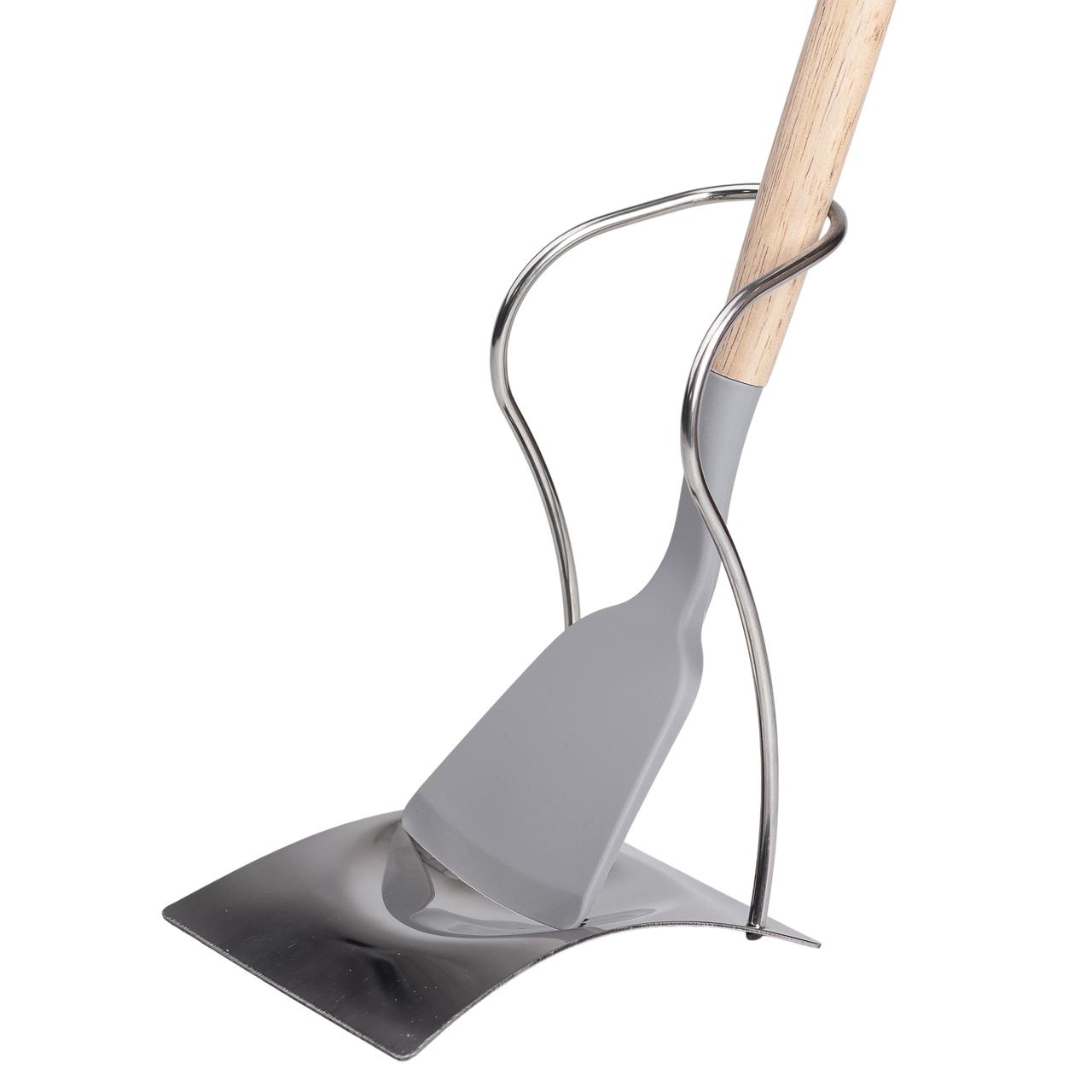 Подставка под половник лопаточку или ложку 12×10.5×17 см из нержавеющей стали Серебро Lugi_HP-19-15-Y_Milantium_4