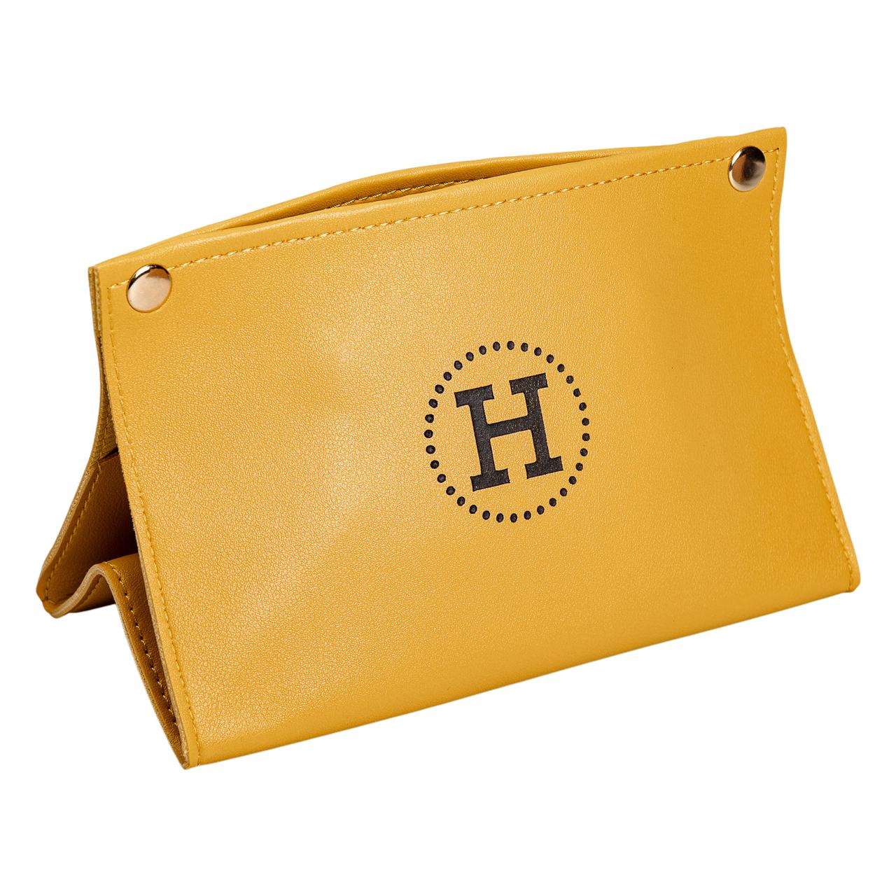 Салфетница из эко кожи 20×7.5×11.5 см горизонтальная салфетница органайзер для салфеток на кнопках Желтый_HP-3-213Y_Milantium_2