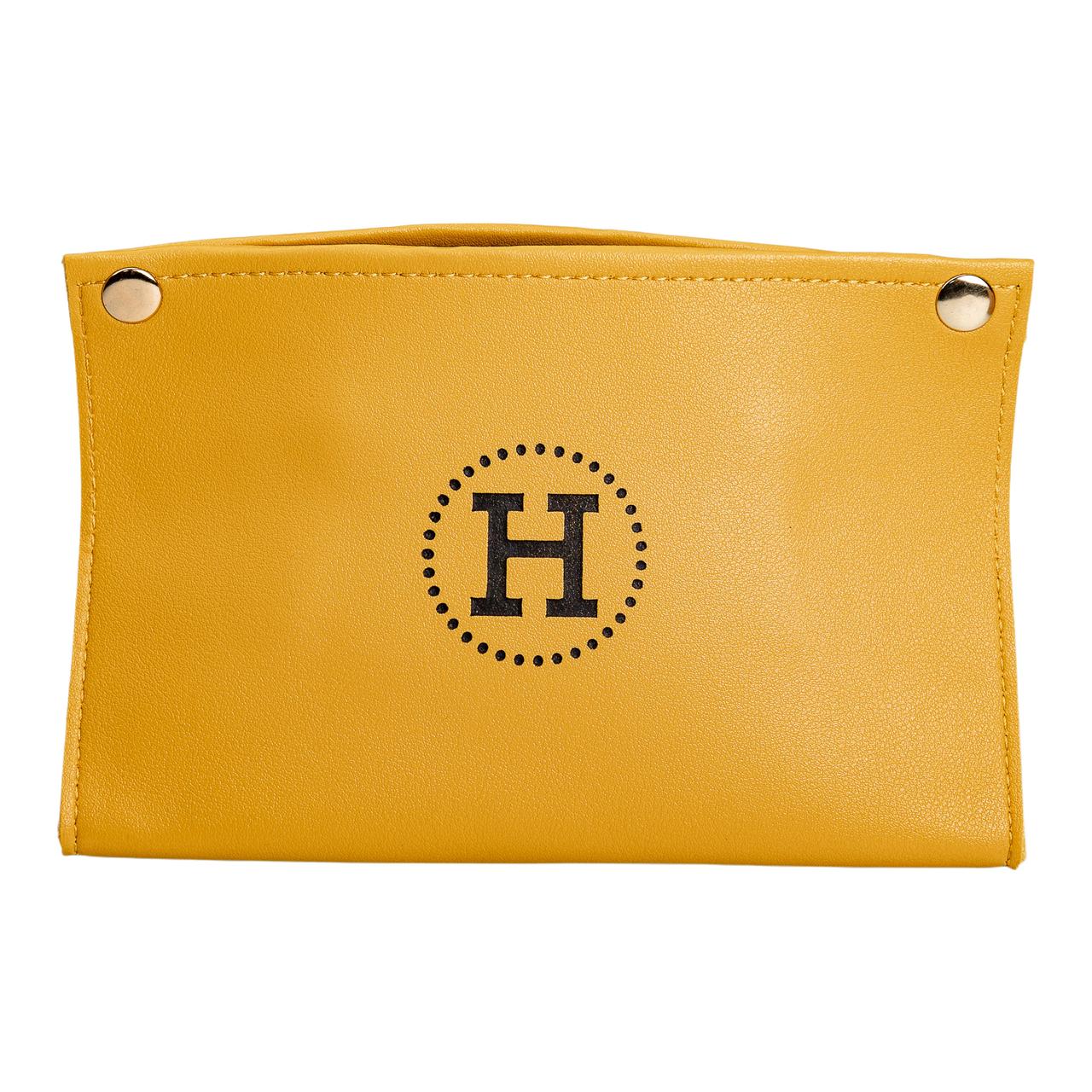 Салфетница из эко кожи 20×7.5×11.5 см горизонтальная салфетница органайзер для салфеток на кнопках Желтый_HP-3-213Y_Milantium_3