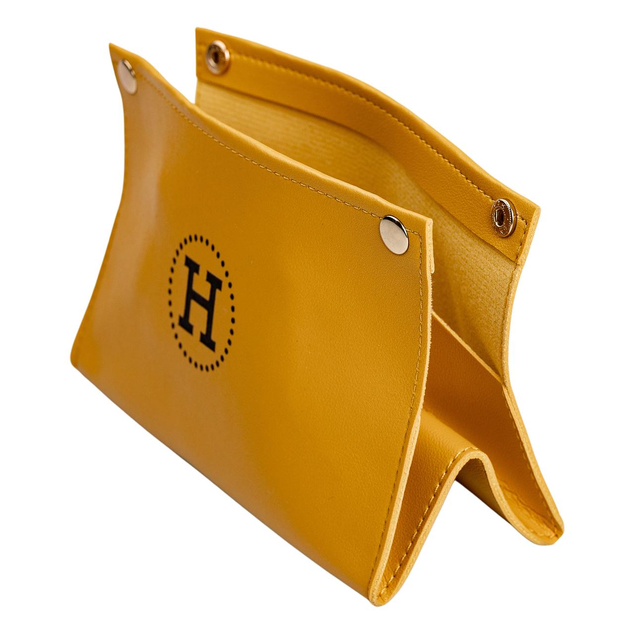 Салфетница из эко кожи 20×7.5×11.5 см горизонтальная салфетница органайзер для салфеток на кнопках Желтый_HP-3-213Y_Milantium_4