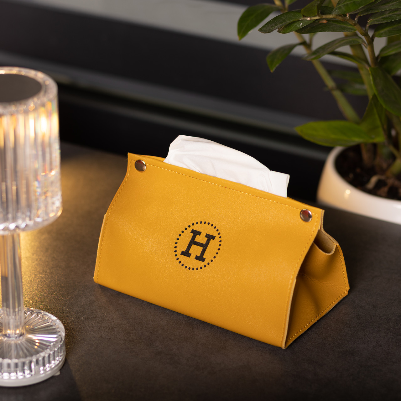 Салфетница из эко кожи 20×7.5×11.5 см горизонтальная салфетница органайзер для салфеток на кнопках Желтый_HP-3-213Y_Milantium_5