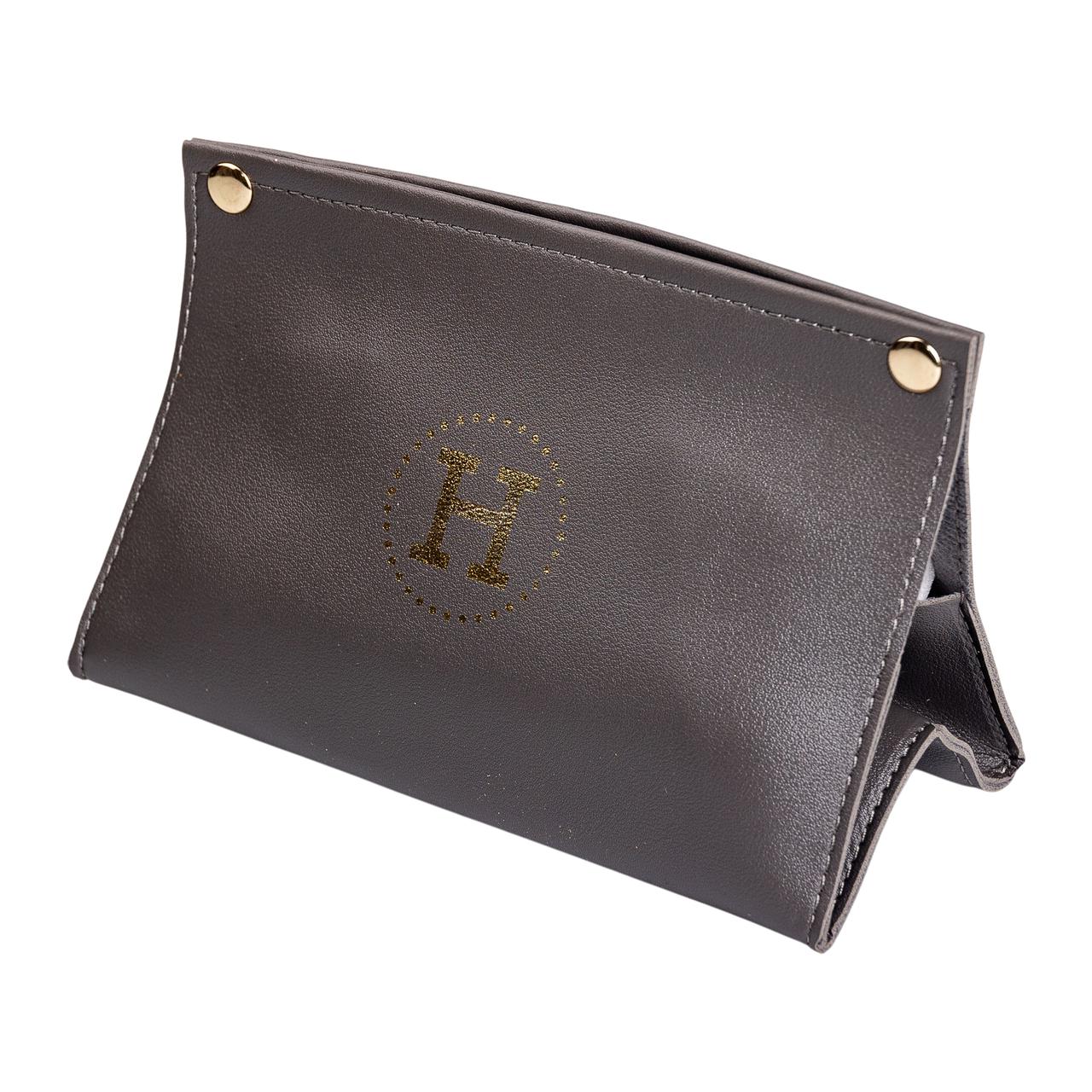 Салфетница из эко кожи 20х7.5х11.5 см органайзер для салфеток автомобильный на кнопках Серый_HP-3-213G_Milantium_4