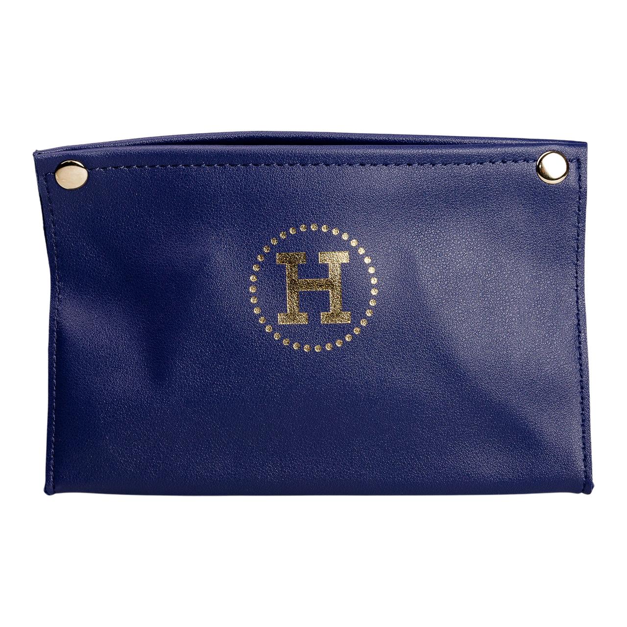 Салфетница из эко кожи 20х7.5х11.5 см органайзер для салфеток автомобильный на кнопках Синий_HP-3-213BL_Milantium_2