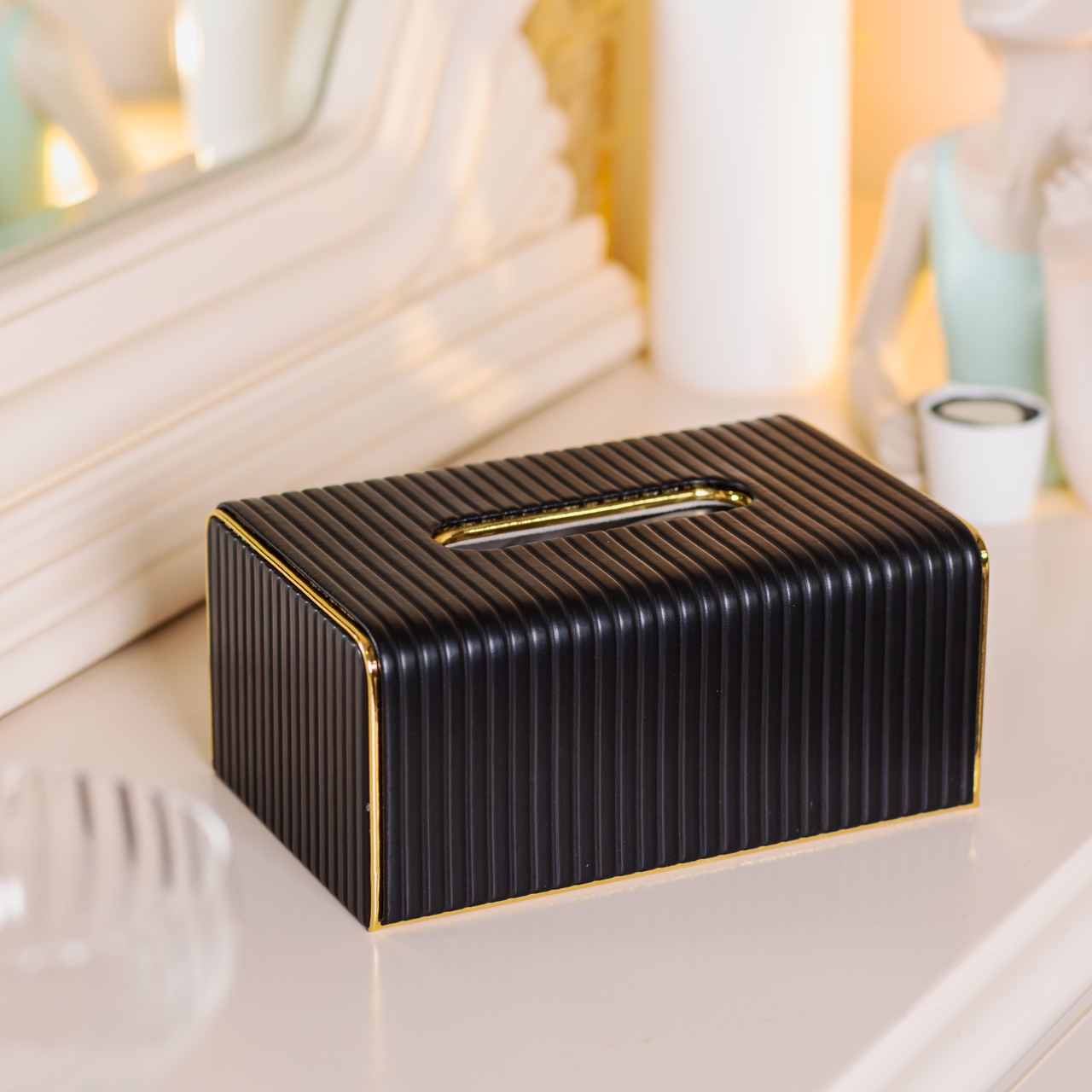 Серветниця з еко шкіри 21.5х13х9 см органайзер для кафе і ресторанів Чорний HP-3-203B_HP-3-203B_Milantium_4