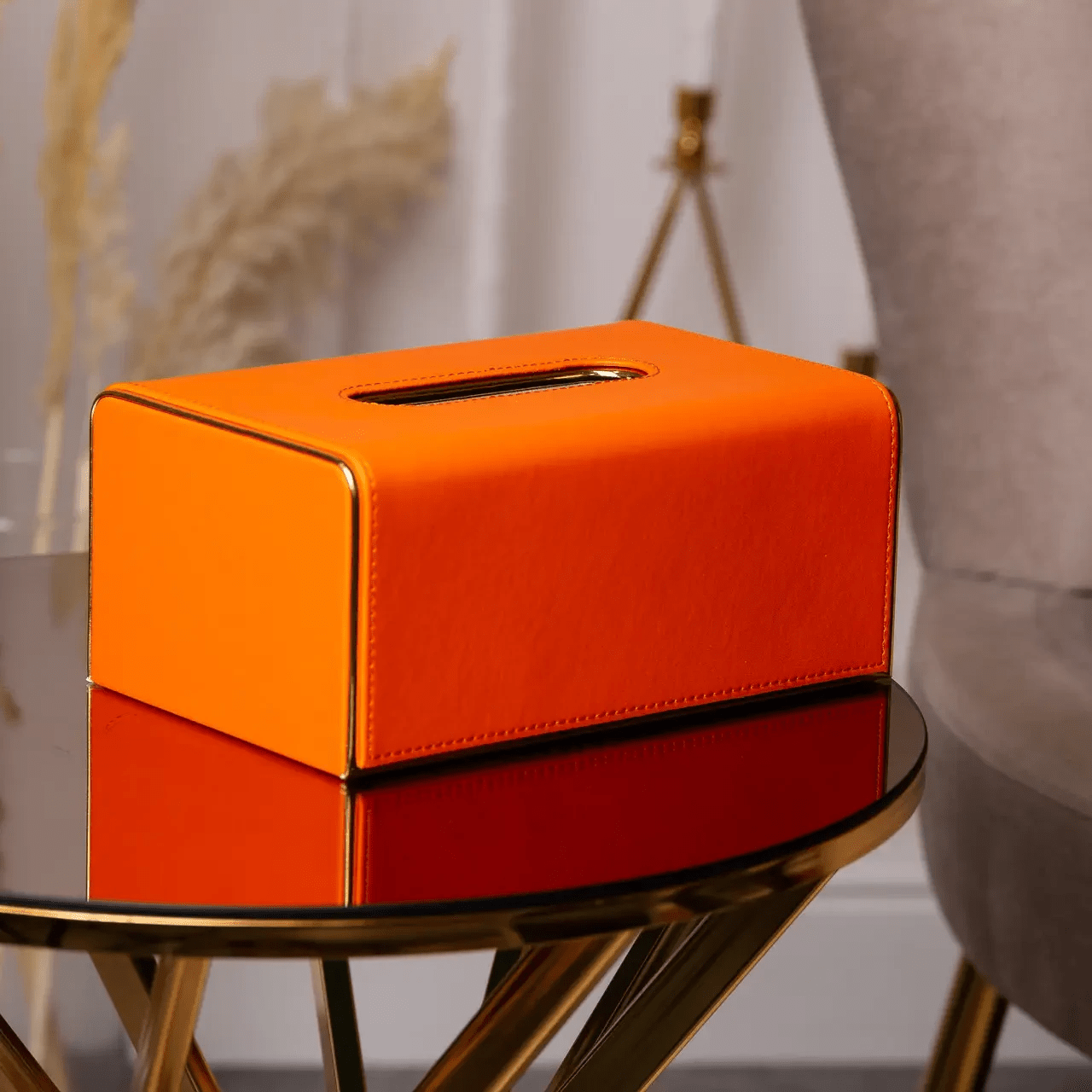 Серветниця з еко шкіри 21х13.5х9.5 см для серветок на стіл Помаранчевий HP-3-208O_HP-3-208O_Milantium_6