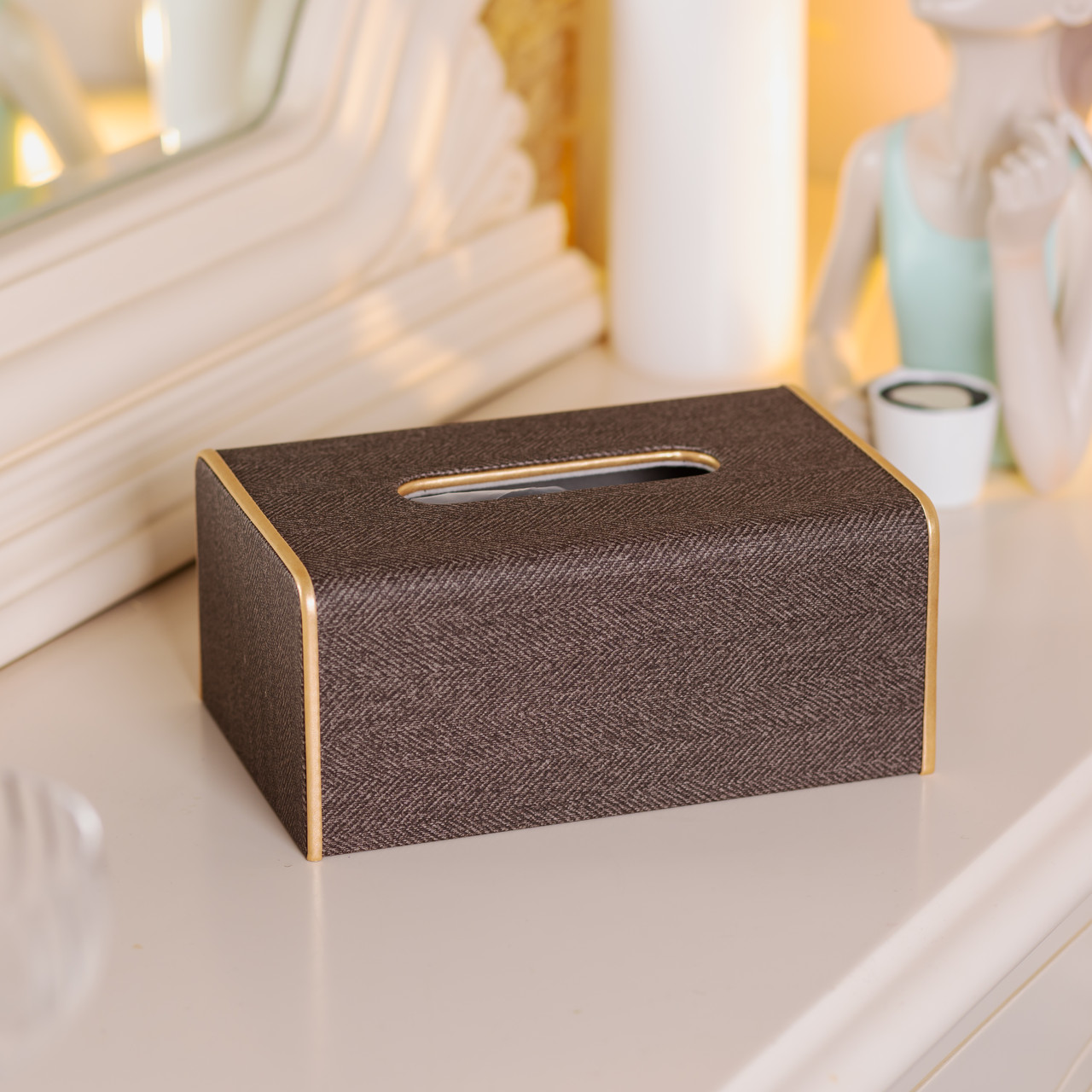Салфетница горизонтальная 21х13х9 см органайзер для салфеток на стол Коричневый_HP-3-118BR_Milantium_5
