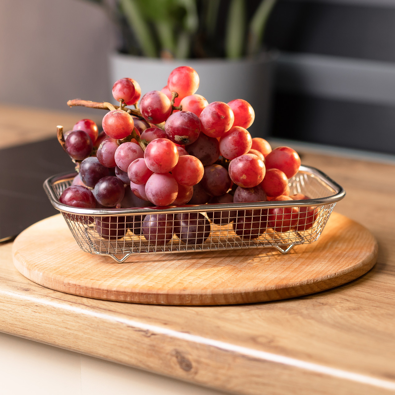 Сито-корзина для мытья овощей и фруктов 24х15х5 см дуршлаг из нержавеющей стали Lugi_HP-19-23-S_Milantium_5