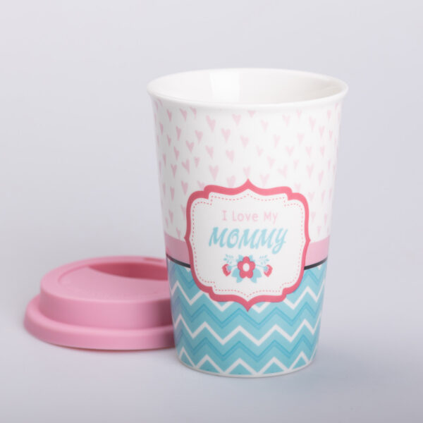 Склянка керамічна 420 (мл) із силіконовою кришкою I love my mommy_RX-N240288LM_Milantium_2
