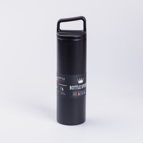 Термос металевий 500 мл з нержавіючої сталі Bottle Sport з ручкою чорний_HPGM5009B_Milantium_1