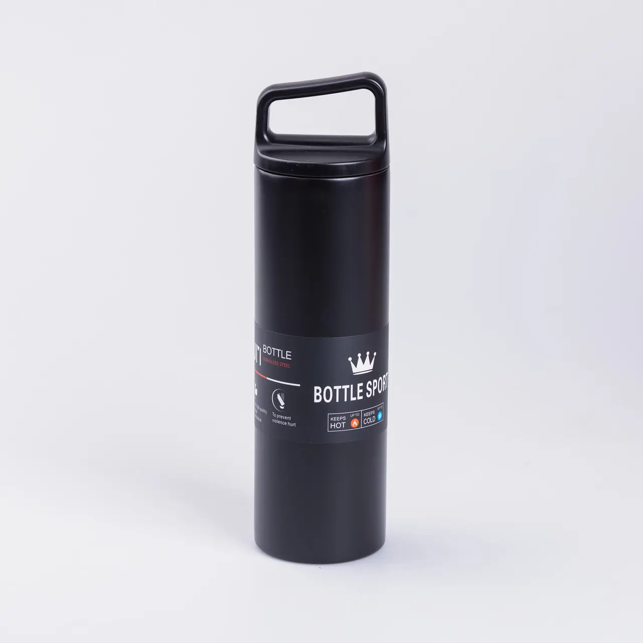 Термос металевий 500 мл з нержавіючої сталі Bottle Sport з ручкою чорний – купити в Україні недорого