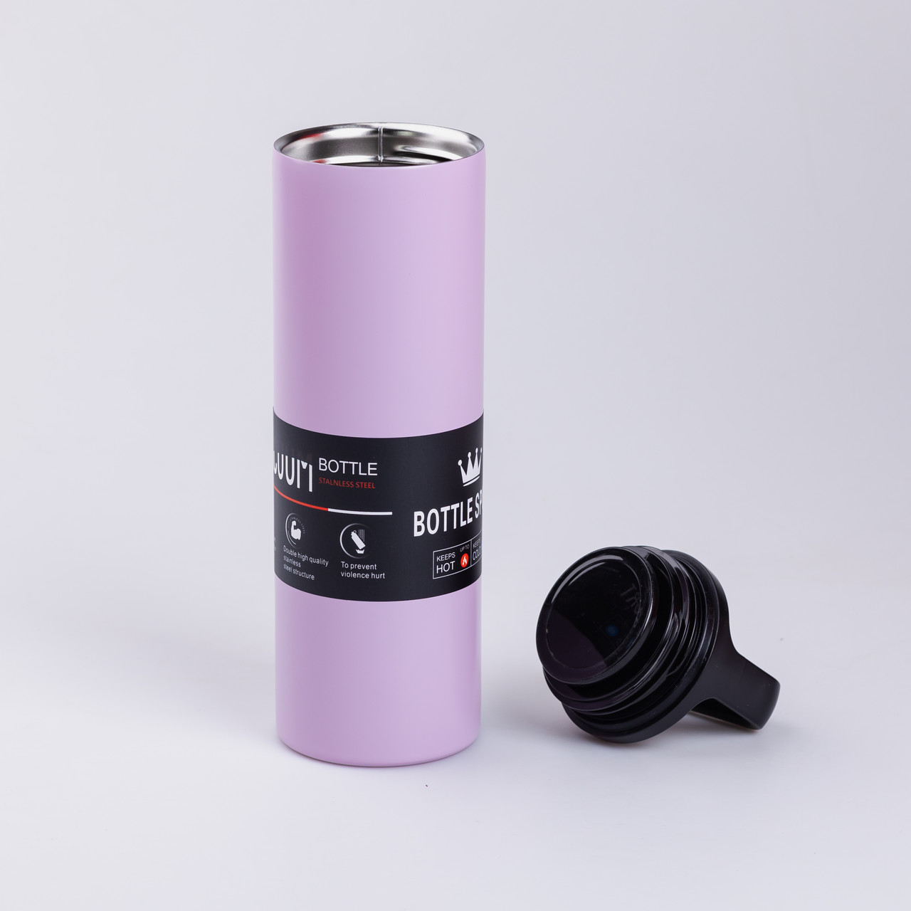Термос металевий 500 мл з нержавіючої сталі Bottle Sport з ручкою фіолетовий_HPGM5009V_Milantium_2