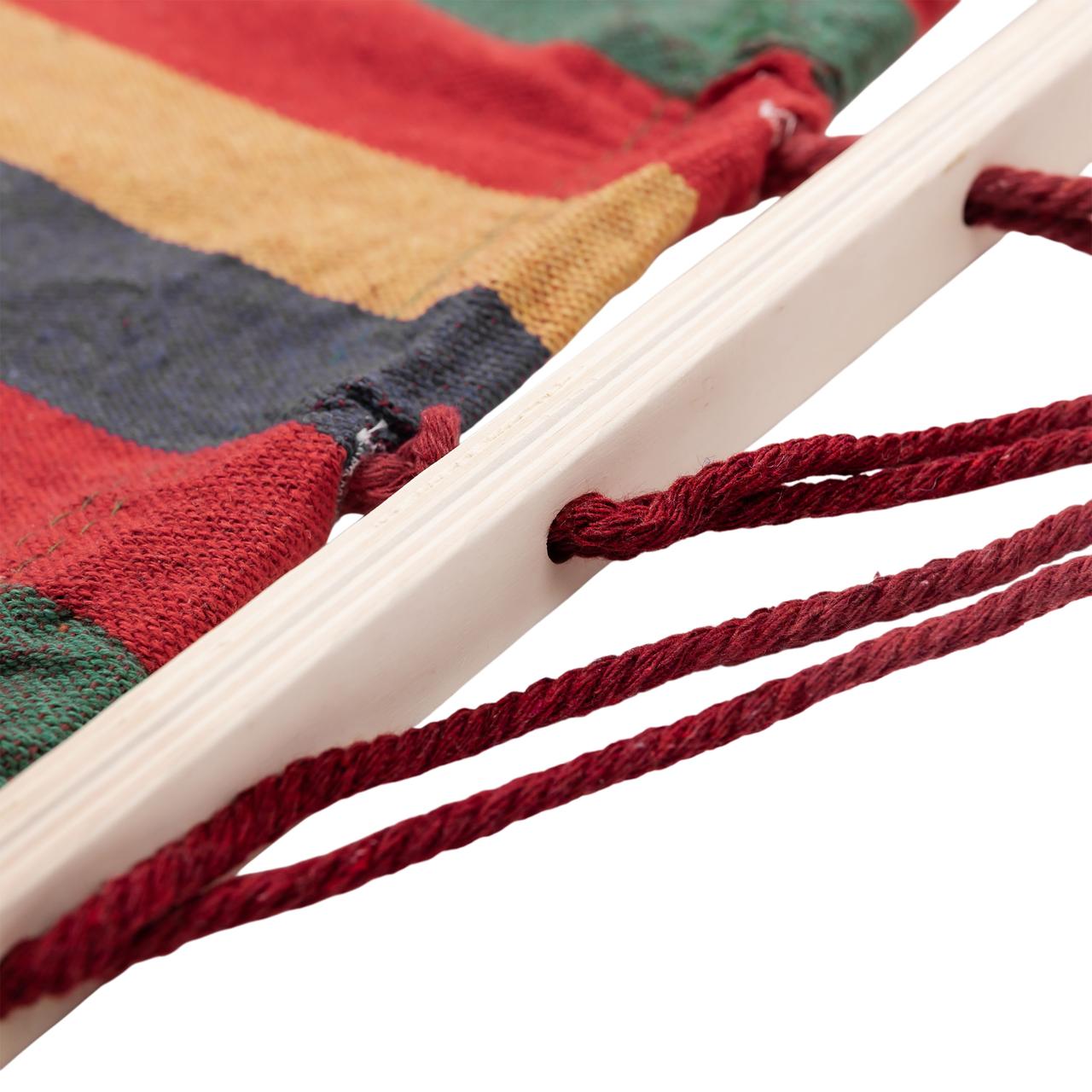 Гамак туристичний підвісний тканинний 174х80 см садовий гамак з планкою на дачу для відпочинку Червоний_SJ-0010-2R_Milantium_5