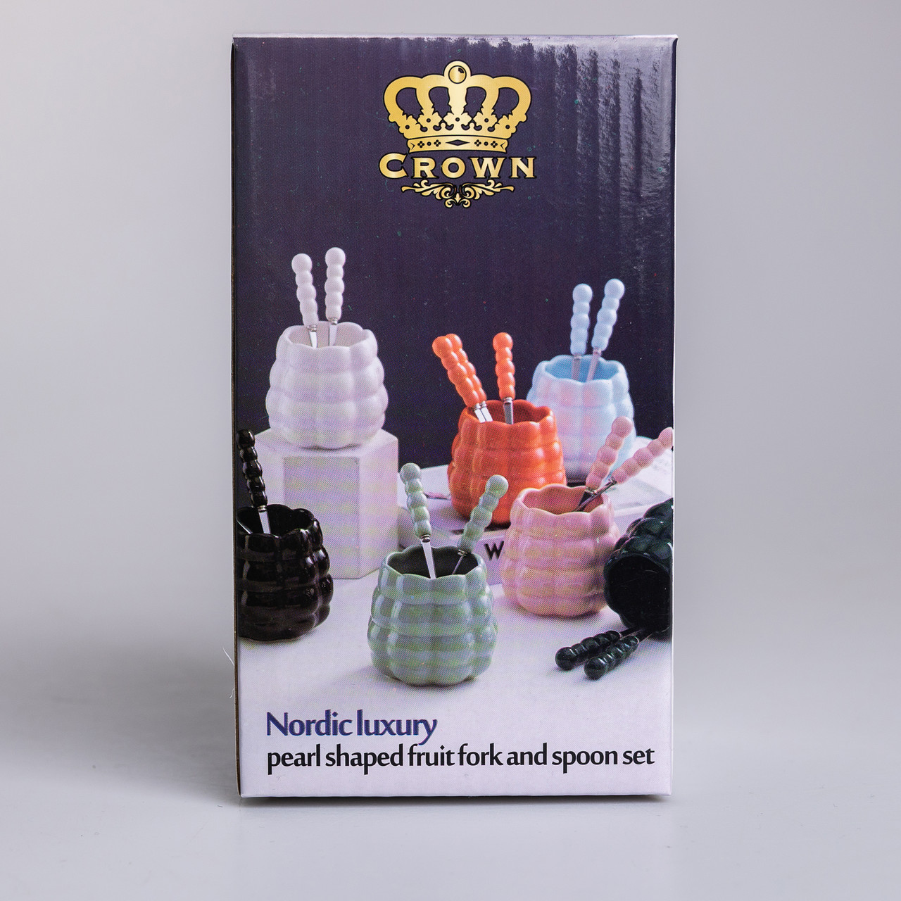 Набір десертних виделок і ложок на 3 персони з підставкою з кераміки 7 предметів Блакитний_HP-20-57_Milantium_6