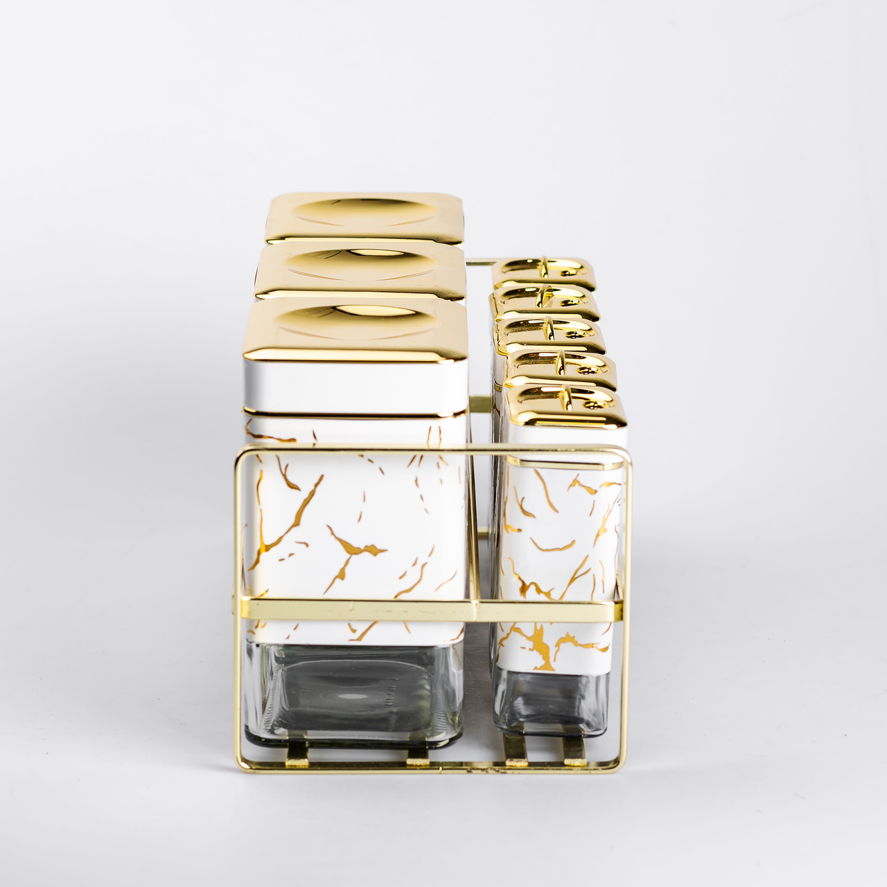 Набір для приправ та спецій на підставці 8 штук з кришками Білий_HP-1365_Milantium_3