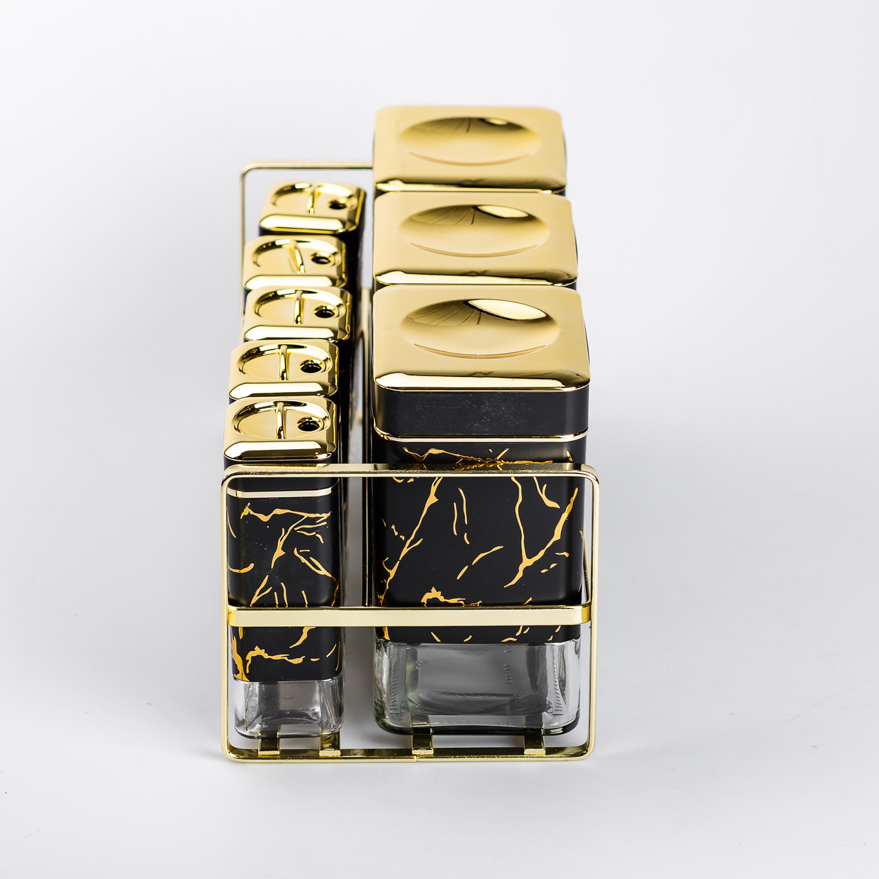 Набір для приправ та спецій на підставці 8 штук з кришками Чорний_HP-1364_Milantium_2