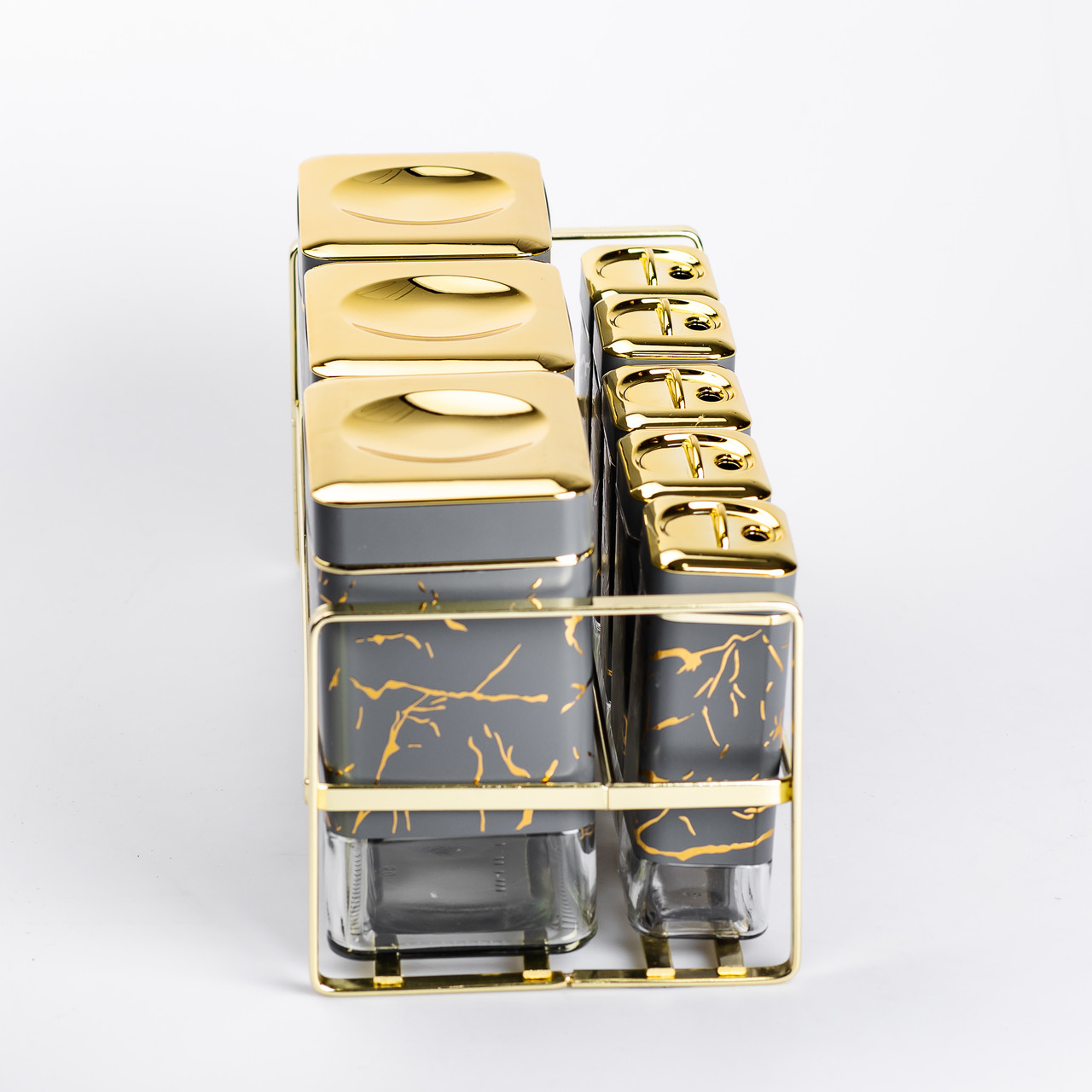 Набір для приправ та спецій на підставці 8 штук з кришками Сірий_HP-1366_Milantium_3