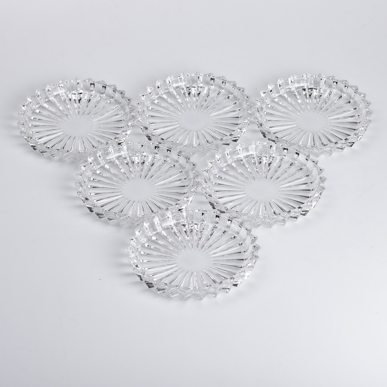 Набор из 6 тарілок для подачі по 12 см скляні прозорі круглі_HP-YH-31_Milantium_2