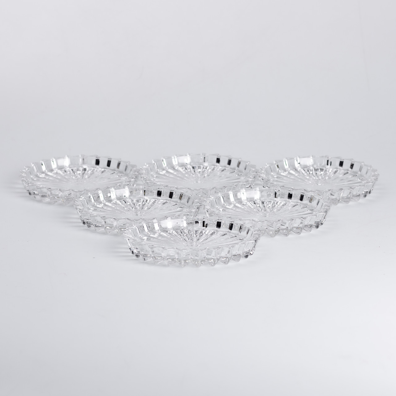 Набор из 6 тарілок для подачі по 12 см скляні прозорі круглі_HP-YH-31_Milantium_4