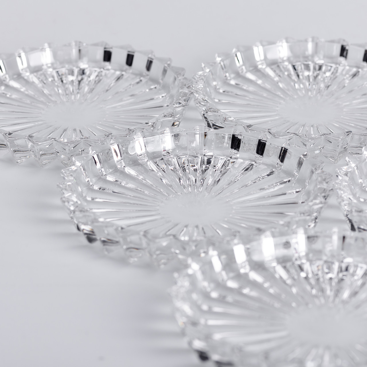 Набор из 6 тарілок для подачі по 12 см скляні прозорі круглі_HP-YH-31_Milantium_5