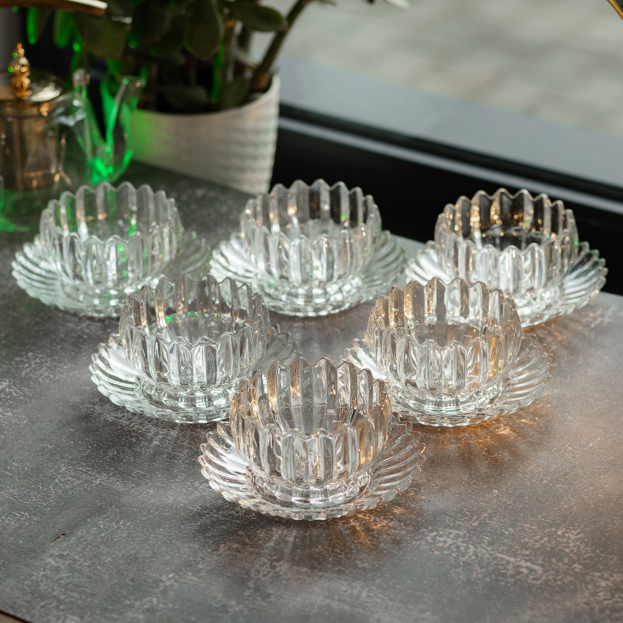 Набір піал із блюдцем 6 шт зі скла 300 мл для десертів HP-YH-6_HP-YH-6_Milantium_6